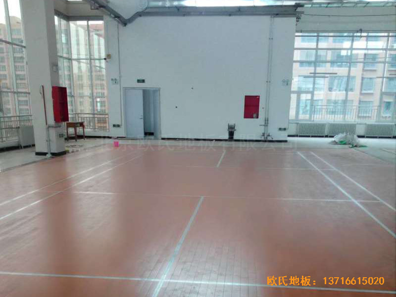 甘肅天水清水縣農業(yè)學院籃球館運動木地板鋪裝案例0