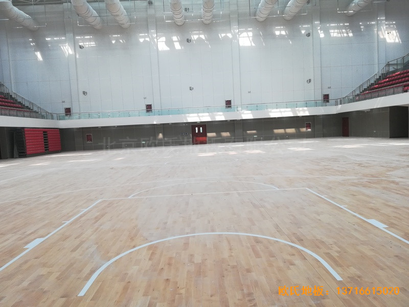 山東濟(jì)南長清山東管理學(xué)院籃球館運(yùn)動木地板鋪設(shè)案例3